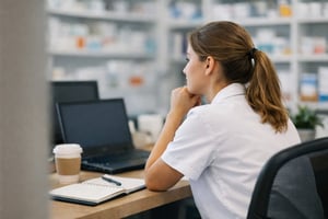 Pharmacist Girl in Webinar Session from the Side